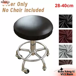 NORDICLIFE 1 Chiếc Vỏ Ghế Tròn, Vỏ Trượt Có Dây Co Giãn Bọc Ghế Ghế, Bền Đẹp Bao Gồm Tất Cả Bằng Da PU Chống Thấm Nước Ghế Đệm Cho Ghế Xoay Thanh