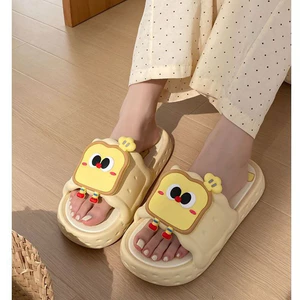 Sáng Tạo Bánh Mì Nướng Hoạt Hình Dép Đế Dày Nữ Mùa Hè Mặc Ngoài Thoải Mái Flip-Flops Nữ EVA Dép Dép