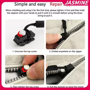 JASMINE 3 Chiếc Đa Năng Tức Thì Dây Kéo Sửa Chữa Bộ Bền Cố Định Dây Kéo Thay Thế Dây Kéo Thanh Trượt Kéo Cho Jaet Túi Áo Khoác JASMINE