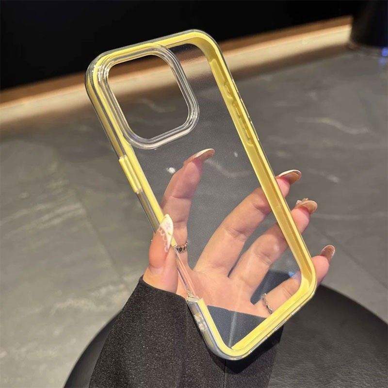 Ốp điện thoại iPhone trong suốt chống sốc ốp viền mạ nút iPhone 7plus 8plus X Xs Max 11 12 13 14 15 16 17 pro max Promax