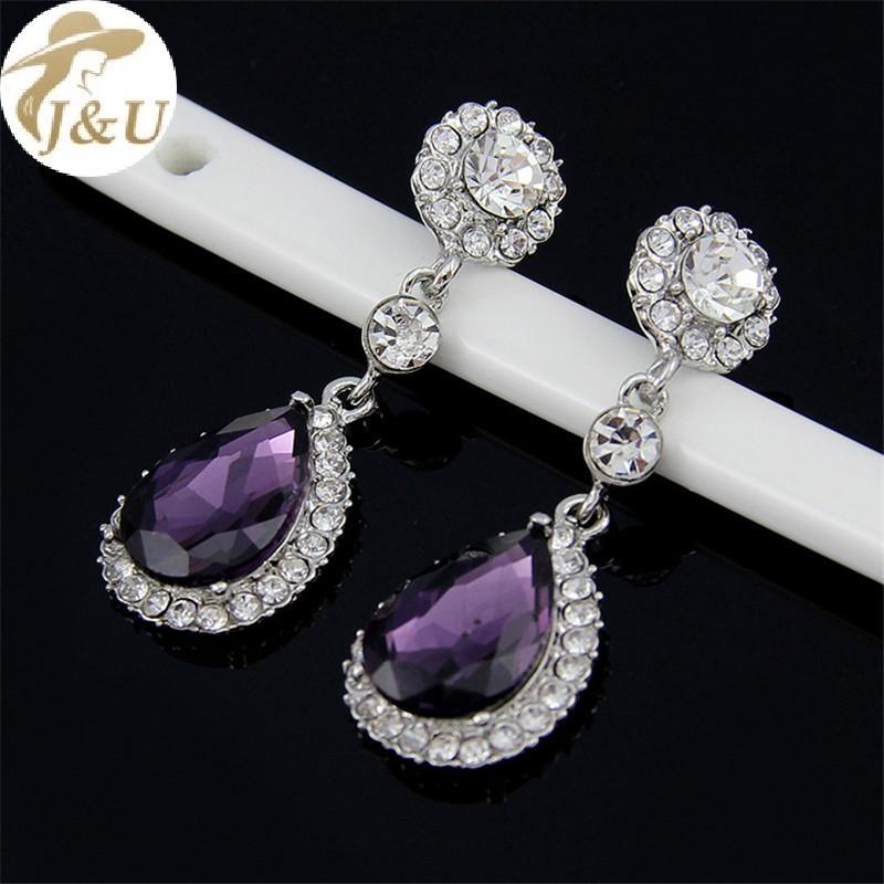 Bông tai charm cô dâu hình giọt nước với kim cương giả và pha lê - Việt Nam