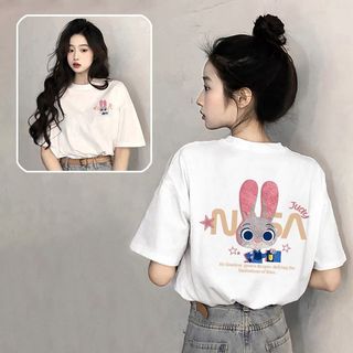 Crazy Zoo Judy Rabbit Áo Thun Tay Ngắn Hoạt Hình, Phong Cách Mới