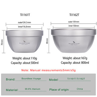 Bow Voyage - Bộ BátTitanium Wall 500ml/800ml siêu nhẹ cho cắm trại ngoài trời