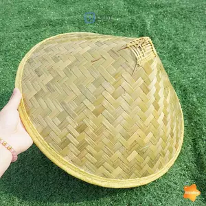 Mũ hình nón màu xanh lá cây dệt bằng tre cổ điển Trung Quốc Mũ ngư dân Mũ dệt thủ công Mũ ống hút Buet Nón che nắng mới