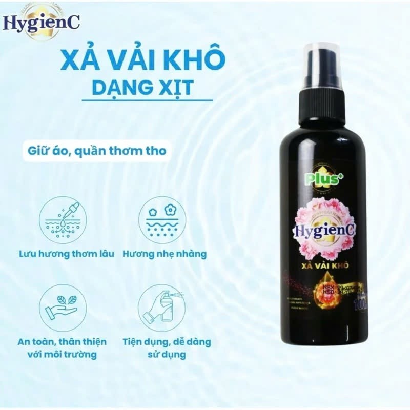 Combo 2 Chai Nước xả vải khô Hygiene sacom Plus+ giữ hương thơm lâu trên quần áo, vải chai 100ml
