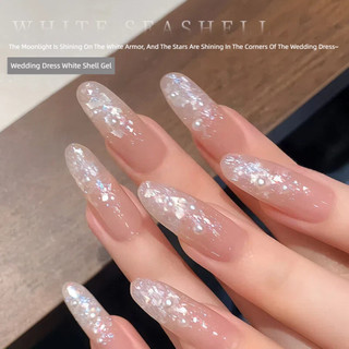 ANNIES Váy Cưới Vỏ Trắng Gel Móng Tay Siêu Flash Gãy Sequin Lấp Lánh Lấp Lánh Quang Trị Liệu Keo Nghệ Thuật Cho Tiệm