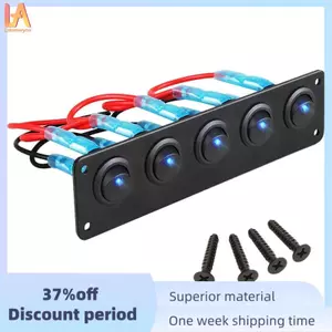 Bảng điều khiển công tắc Rocker với 5 công tắc chuyển đổi có dây trước cho xe ô tô 12V 24V Xe kéo Xe tải SUV Thuyền biển RV Tàu