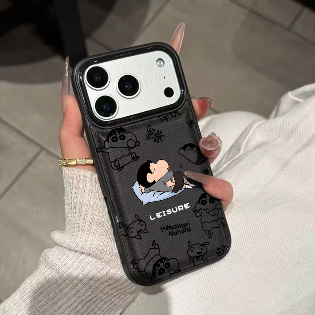 Ốp lưng Crayon Shin-chan Cam Nâu Độc Đáo Chống Sốc Da Gai Cho Nam Nữ Cấp iPhone 17/16/15/14/13/12/11/X/XS Max Pro M