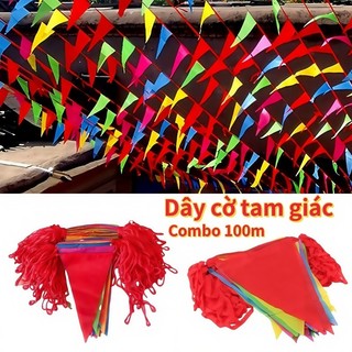 100m cờ dây ngũ sắc tam giác lễ hội truyền thống treo phố Cờ tam giác،Dây cờ trang trí،Nhiều màu sắc،Trang trí lễ hội