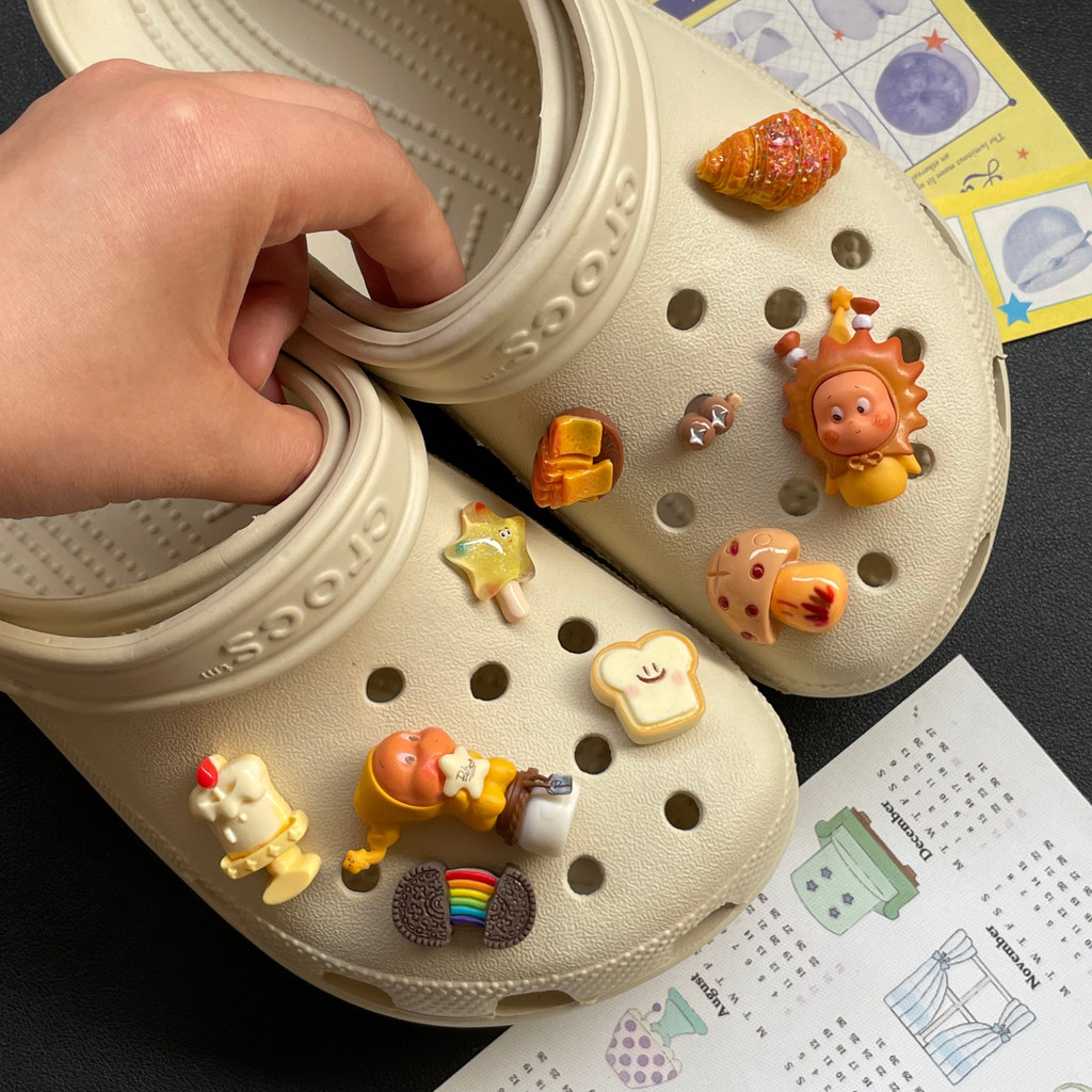 Phụ kiện lỗ giày họa tiết hoạt hình Ngôi sao Wish Chai Sun Star People, hoa dễ thương, phù hợp Crocs, tháo rời, cao cấp