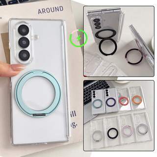 Ốp từ tính trong suốt Samsung Galaxy Z Fold 7/6/5/4, bản lề kép, sạc không dây, chống sốc, có chân đế gập