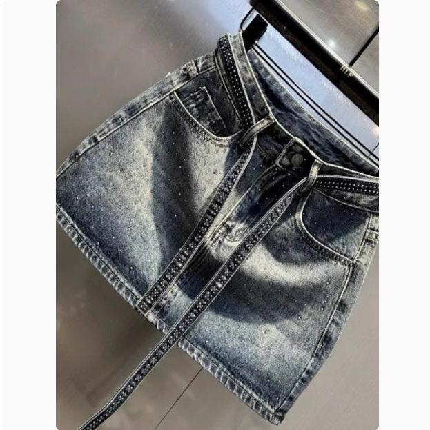 Váy Denim Chữ A Phong Cách Công Nghiệp Cổ Điển Cho Nữ - Màu Đen Hè 2026