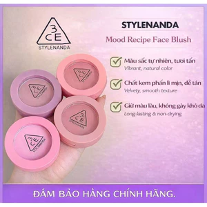 Phấn Má Hồng 𝟛ℂ𝔼 𝗠𝗢𝗢𝗗 𝗥𝗘𝗖𝗜𝗣𝗘 𝗙𝗔𝗖𝗘 𝗕𝗟𝗨𝗦𝗛 Full Size/Full Box| Màu Nhẹ, Mịn Da, Dễ Tán