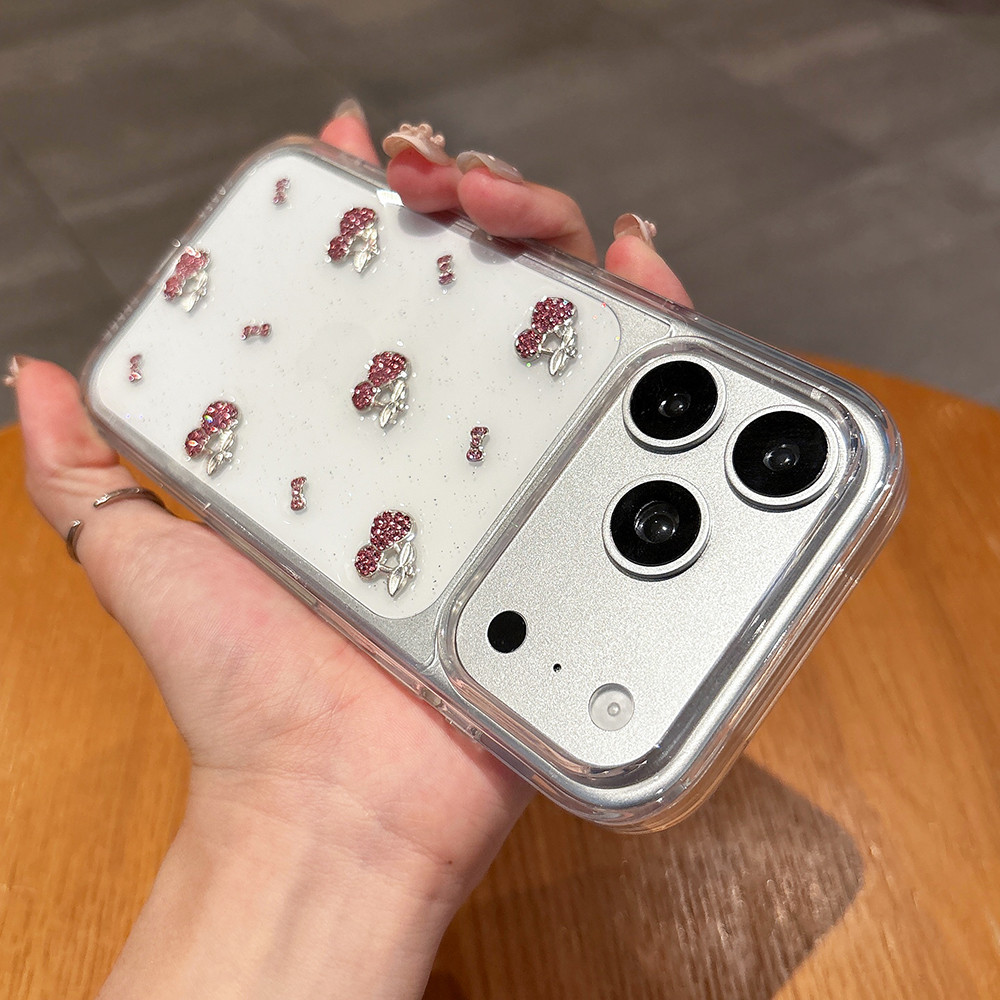Ốp Điện Thoại Nhựa Cherry Cat 3D Kim Cương Cho iPhone 17 Pro Max 17 Air 16 Plus 15 14 13 12 11 Vỏ Bảo Vệ Chống Sốc