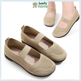 [Còn hàng] Giày nữ mũi vuông LEAFYHOME, lưới rỗng, đế bệt mềm thoáng khí, dễ gập, lười slip-on, đi thường ngày