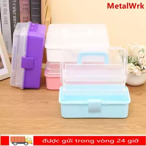 Hộp lưu trữ METALWRK, Hộp đựng kẹp tóc trang điểm bằng nhựa có thể gập lại, Hộp đựng nghệ thuật làm móng đa chức năng dung tích lớn di động