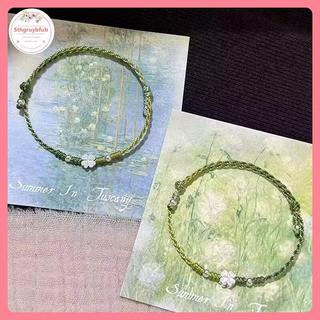 STHB Xanh Lá Bốn Lá Cỏ Ba Lá Handmade Dây Vòng Tay Tinh Tế May Mắn Lắc Tay Trang Sức Quà Tặng VN