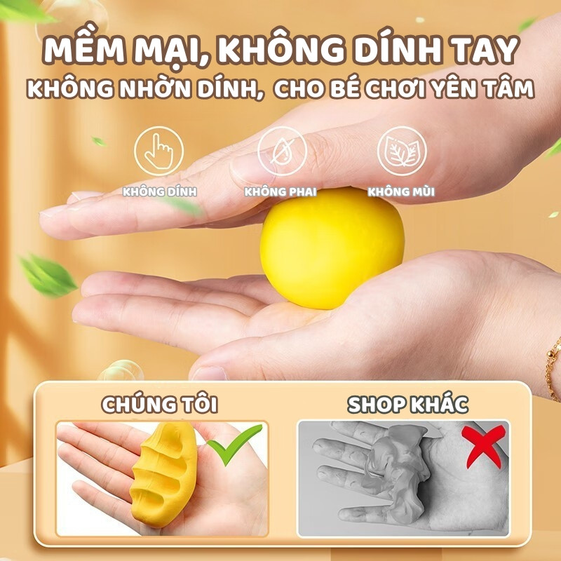 Đất Nặn Siêu Nhẹ Cho Bé 12/24/36 Màu – Dẻo Mịn, Phát Triển Khả Năng Sáng Tạo Làm Đồ Thủ Công & Slime