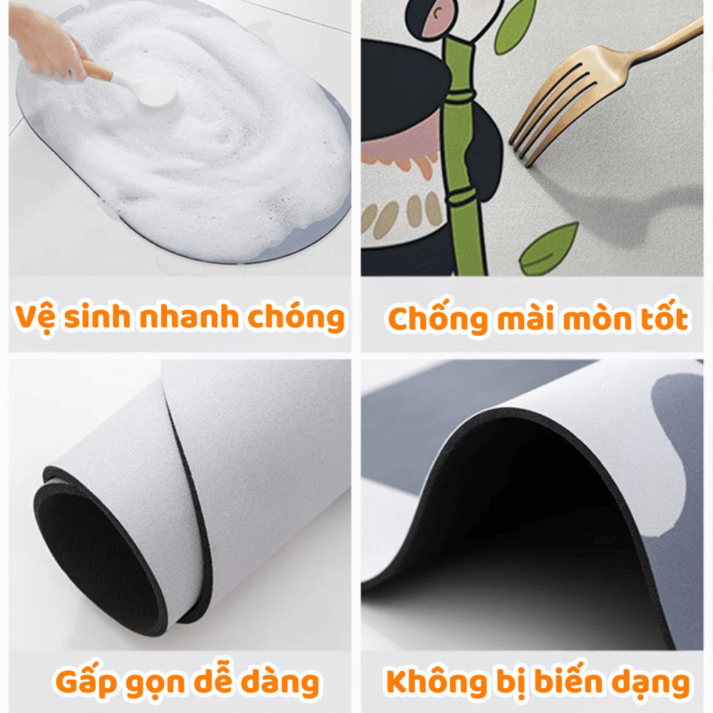 Thảm Trải Bàn Ăn Họa Tiết Cổ Trang Trung Hoa Sang Trọng, Tấm Lót Bàn PVC Chống Trượt Chống Nước