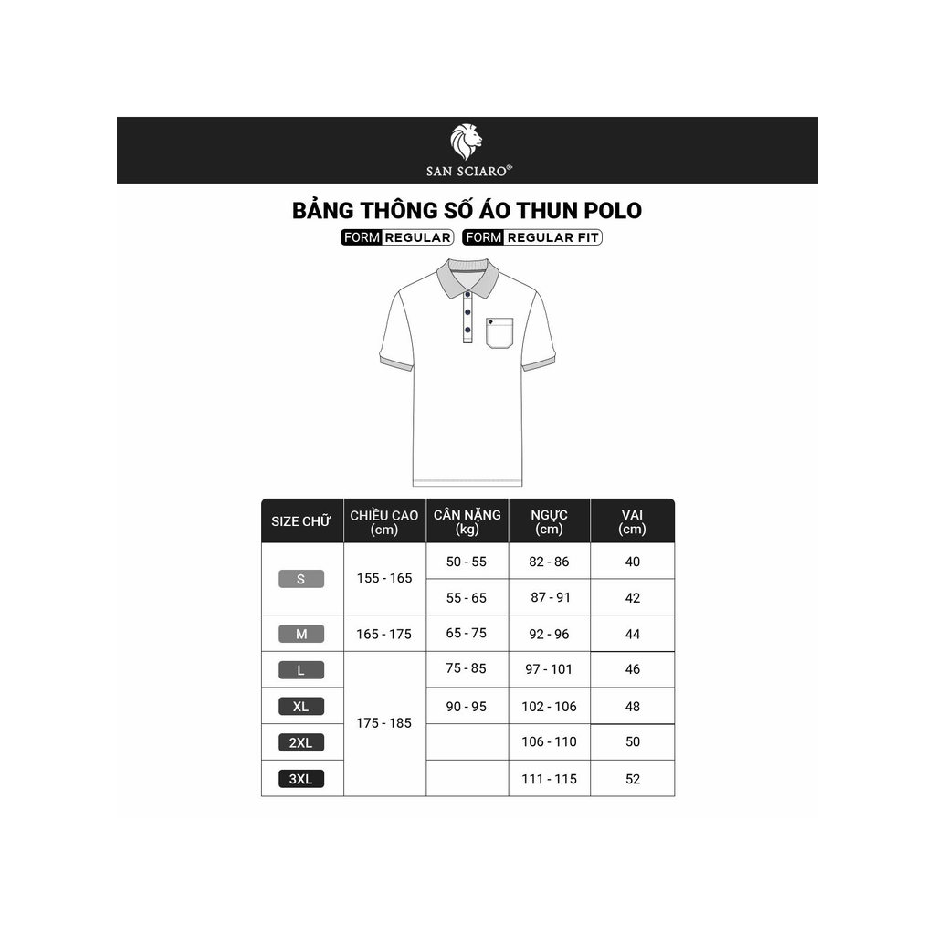 Áo Polo không túi SAN SCIARO vải Cotton form REGULAR SS00000060
