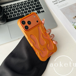 Ốp điện thoại rỗng màu cam mới phù hợp cho Apple iPhone 17 Promax mờ mờ 16pro màu trơn ngọn lửa ba chiều rỗng 13 / 12 / 11 bao gồm tất cả vỏ mềm