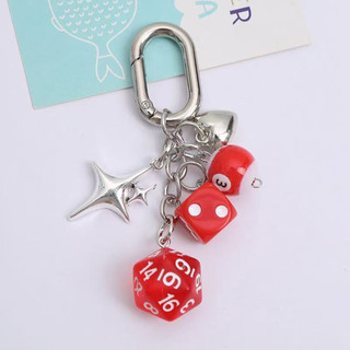 Mặt dây chuyền handmade vàng tím xúc xắc, quyến rũ mang lại may mắn, thích hợp trang trí túi xách