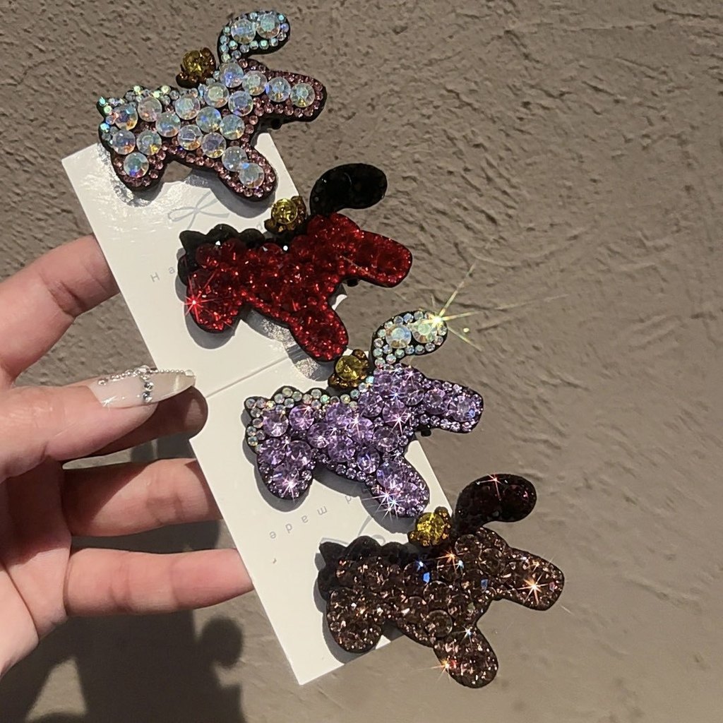 Mới Full Kim Cương Tinh Tế Pony Hoạt Hình Bên Gãy Tóc Nổ Kẹp Một Từ Kẹp Tóc Phụ Kiện Tóc