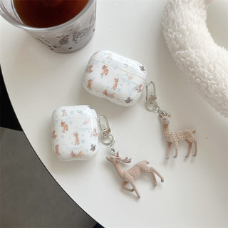 Nai sừng tấm bông tuyết cho AirPods 1 / 2 3 Pro Pro2 pro3 Airpod4 Bộ tai nghe Vỏ bảo vệ Bluetooth không dây AirPods Pro i3 i4 pro3 Vỏ bảo vệ tai nghe