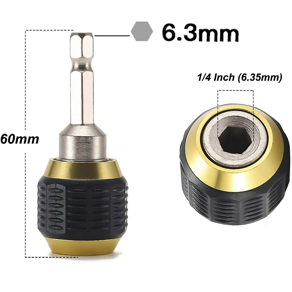【24H】Đầu Chuyển Đổi Mũi Khoan Lục Giác 60mm 1/4 Inch, Chất Liệu Thép Không Gỉ, Dùng Được Cho Mọi Máy Khoan, Độ Bền Cao,