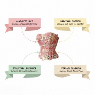 Corset nữ không co giãn, thêu hoa tinh xảo, có nẹp belly định hình cơ thể, thiết kế lưng dây đẹp quyến rũ