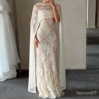 Poncho ren dài dành cho nữ, màu trơn nhẹ, phù hợp bữa tiệc tối