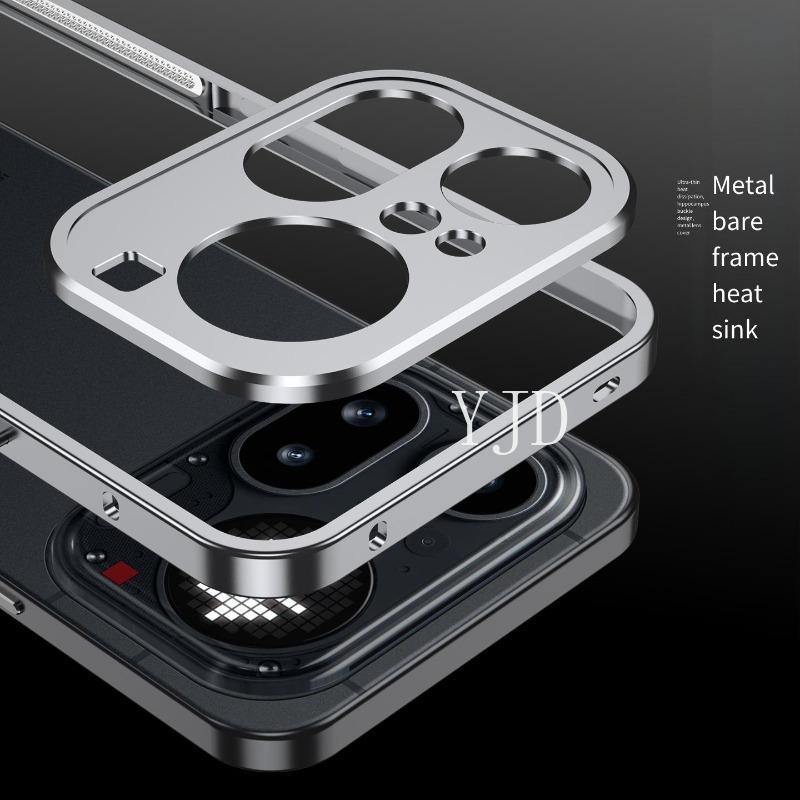 YJD Case For Nothing Điện thoại 4a Khung trần bằng kim loại Tản nhiệt Vỏ điện thoại chống rơi