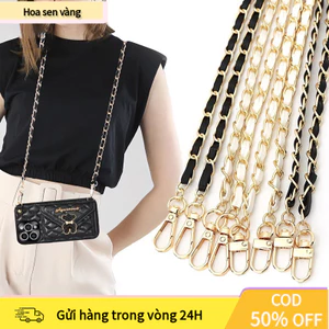 【COD】Dây xích túi xách da PU đan xen kim loại, thiết kế sang trọng, dùng cho túi đeo vai và túi cầm tay tiện lợi.
