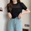 Áo BRABRAA Rỗng, Áo dệt kim ngắn tay mỏng ngắn, Áo thun thời trang thông thường mùa hè