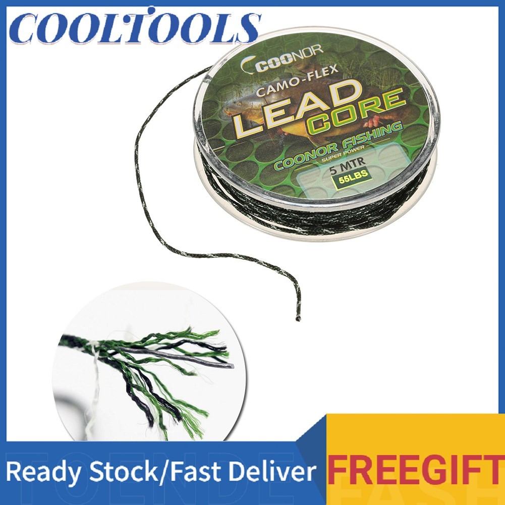 Coo Coo 55lb 5M Leadcore Bện Ngụy Trang Cá Chép Dây Câu Tóc Giàn Khoan Lõi Chì Giải Quyết