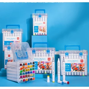 Bút Lông Màu Marker 2 Đầu Deli 70816 , Hộp Nhựa Học Sinh Deli - Màu Đều Đậm An Toàn Cho Bé