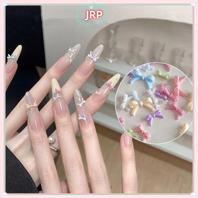 JRP 50 chiếc nơ nhựa mini nhiều màu, ruy băng trang trí móng tay DIY mùa hè, phụ kiện làm móng nghệ thuật
