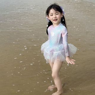 Đồ bơi nàng tiên cá cho bé gái - váy bơi tay dài chống nắng nhanh khô phong cách công chúa