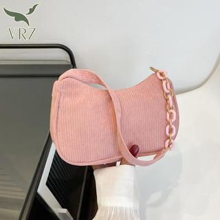 VRZ Thời Trang Vintage Nữ Túi Xách Corduroy Nách Túi Đeo Vai Nữ Màu Trơn Dây Kéo Nữ Túi Xách Ly Hợp HOT