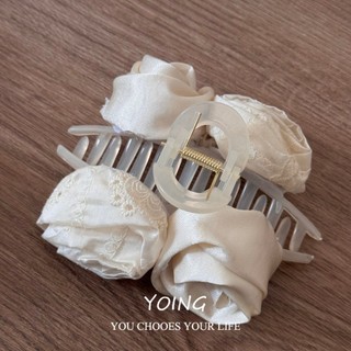 Kẹp Tóc Sữa Trắng Thêu Tam Giắc Cao Cấp - Phù Hợp Mái Tóc Dày, Phụ Kiện Tóc Phong Cách Hàn Quốc
