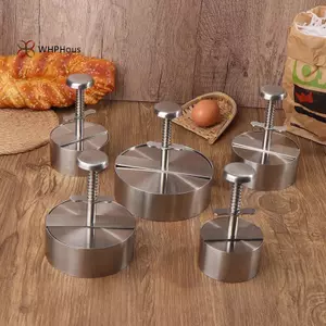 Khuôn ép thịt bò/lợn 304 làm bánh burger thủ công, patty, nướng, dụng cụ nhà bếp