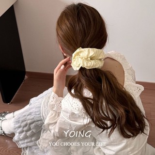 Dây buộc tóc nữ scrunchy sọc vàng cao cấp - phụ kiện tóc thời trang cho xuân hè