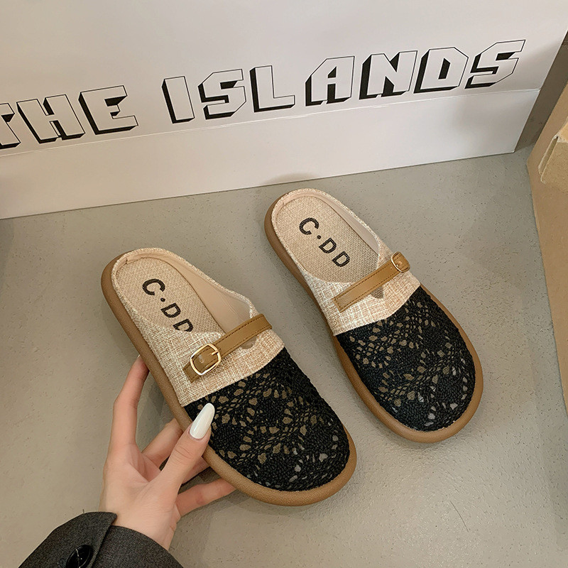 Lanh Baotou Nửa Dép Nữ Mùa Hè Ngoài Mặc Phù Hợp Với Giày Sandal Thoáng Khí Dép Slip-On Birkenst