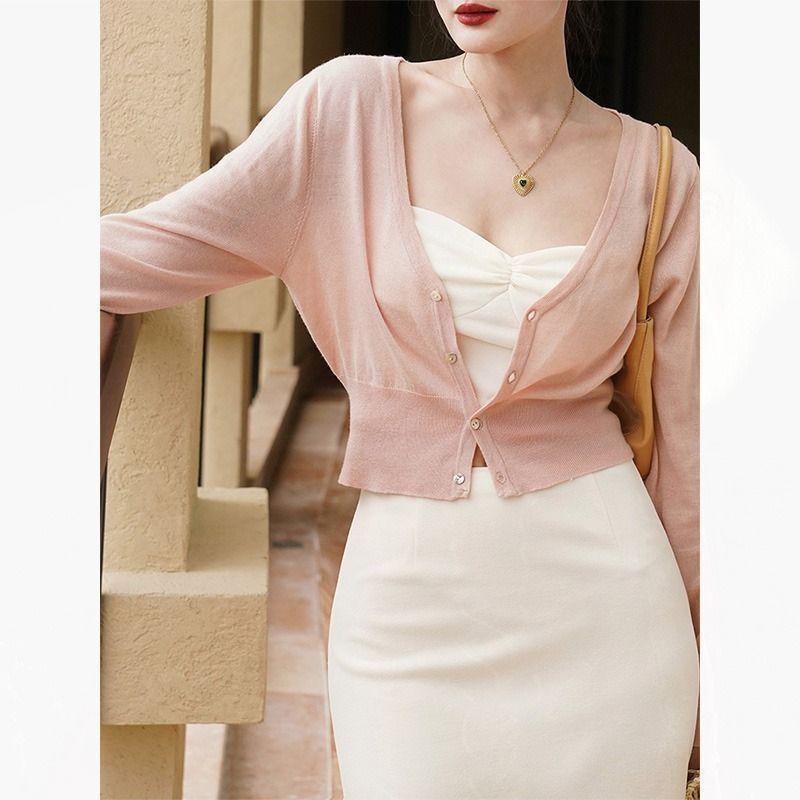 Áo cardigan dáng oversize mỏng thoáng, khăn choàng lụa chống nắng - Hàng seckill thời vụ