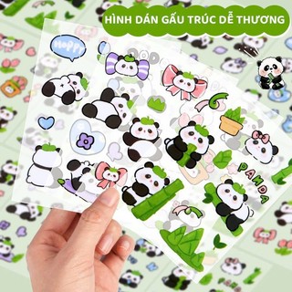 Set 10 Tấm Sticker Gấu Trúc Chống Nước – Hình Dán Laptop, Bình Nước, Vali Trang Trí