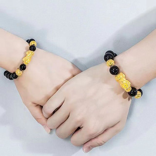 Vòng Tay Hạt Obsidian Pixiu - Cát Vàng Six Bone Mantra, Phù Hợp làm Quà Tặng và Mang Lại May Mắn