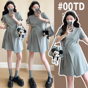 Váy bà bầu mùa hè Plus Size Váy dệt kim