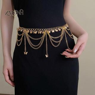 Dây thắt lưng nữ thời trang dạng bướm bụng từ kim loại, đa dạng layer, trang trí cơ thể đẹp mắt