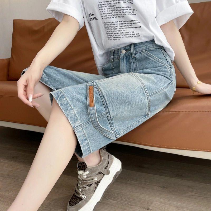 Thời Trang Cao Cấp Denim Eo Rộng Quần Giữa Nữ Mùa Hè Mỏng Phong Cách 2026 Rời Ôm Hơn Nhìn Quần Lót Thẳng Sáu Điểm Quần