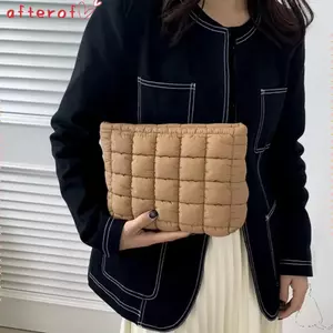 Túi trang điểm xếp li AFTEROF, Túi lưu trữ Cotton, Túi đựng đồ vệ sinh mềm mại có dây kéo cổ điển dành cho nữ